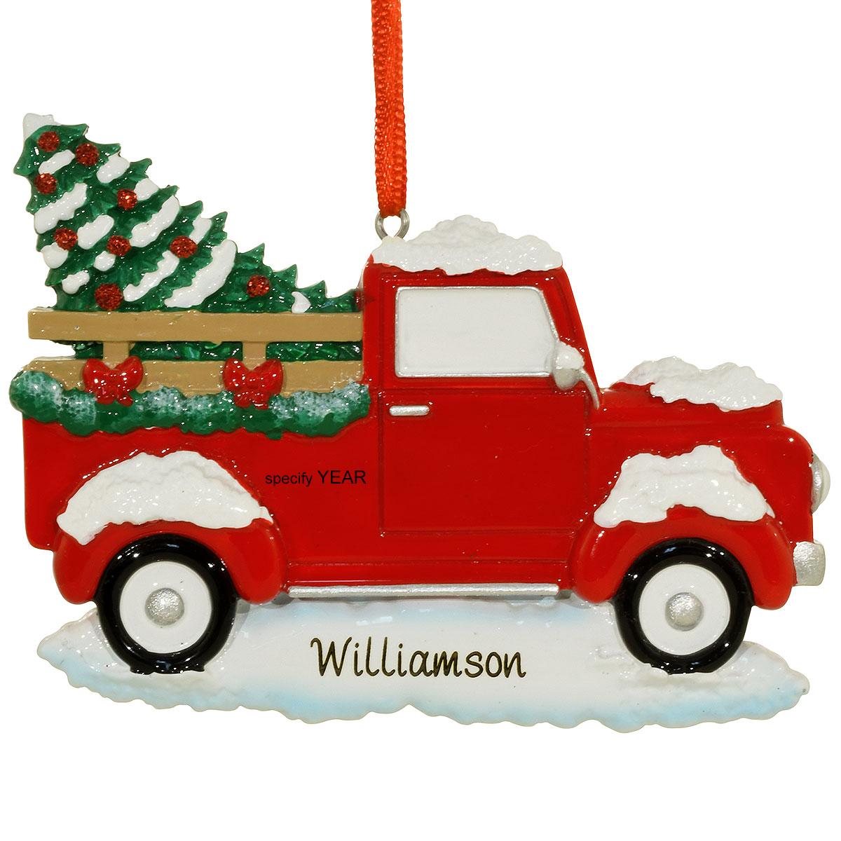 Engraved Red Truck Ornament