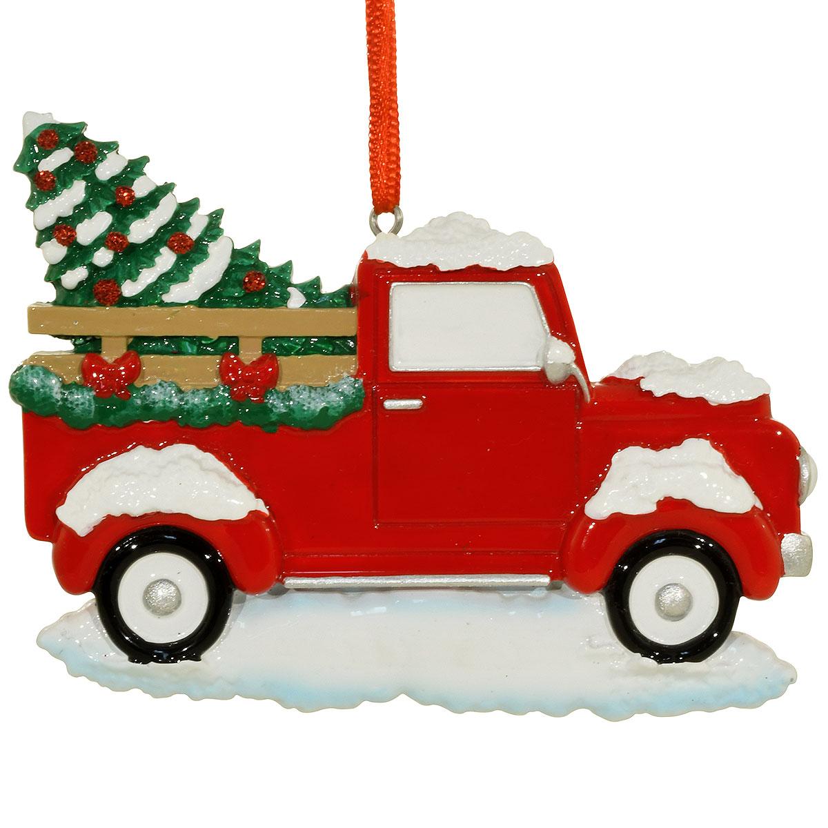 Engraved Red Truck Ornament