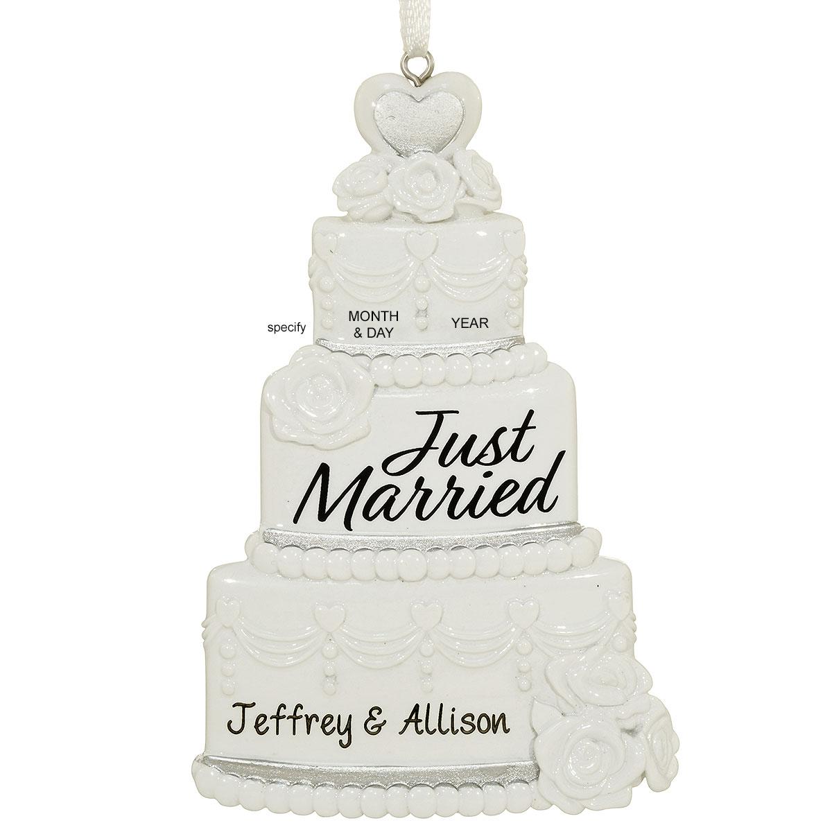 Engraved Just Married Cake Ornament