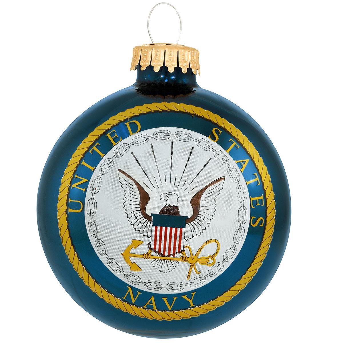 U.S. Navy Logo/Hymn Glass Ornament