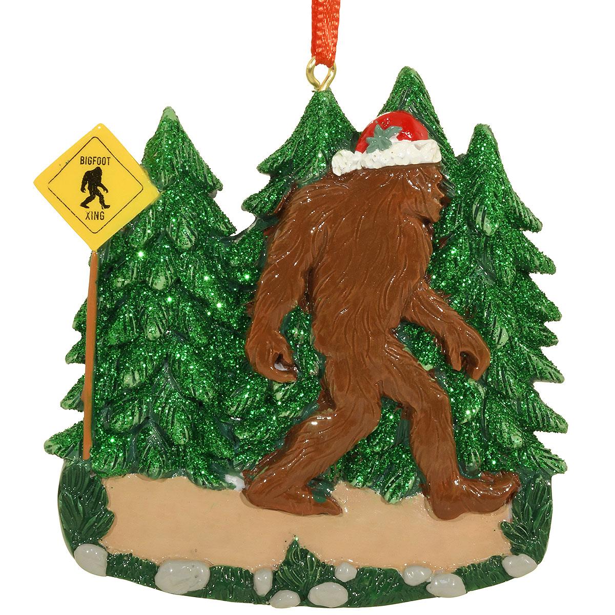 Big Foot With Santa Hat Ornament
