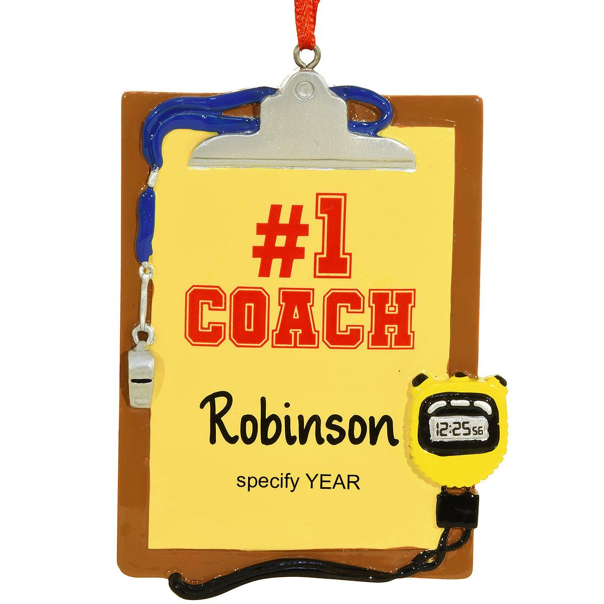 #1 Coach Clipboard Resin Ornament