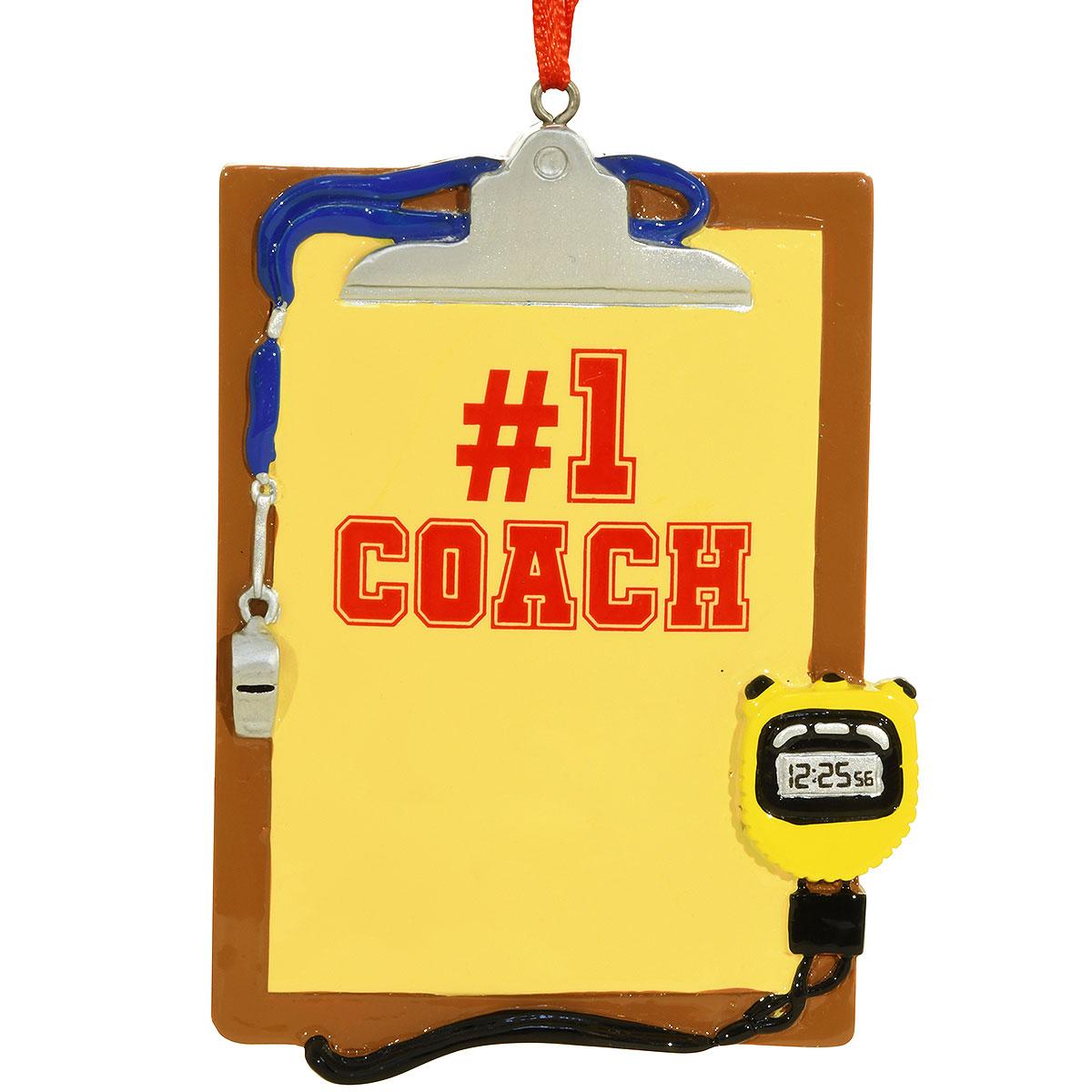 #1 Coach Clipboard Resin Ornament