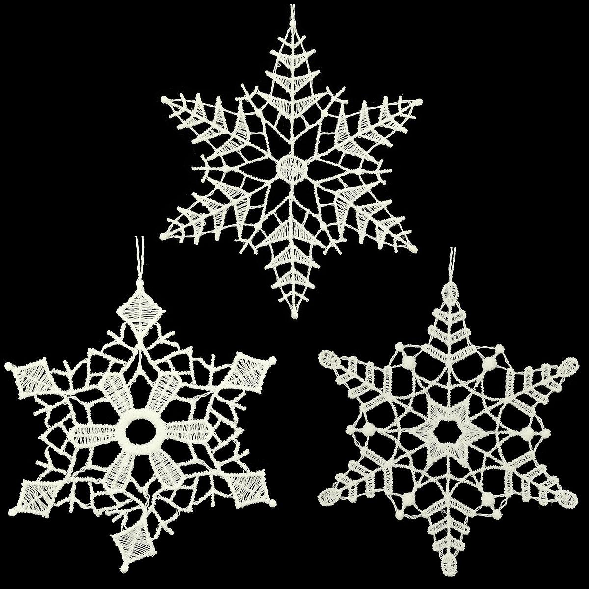 White Lace Snowflakes Ornament Set