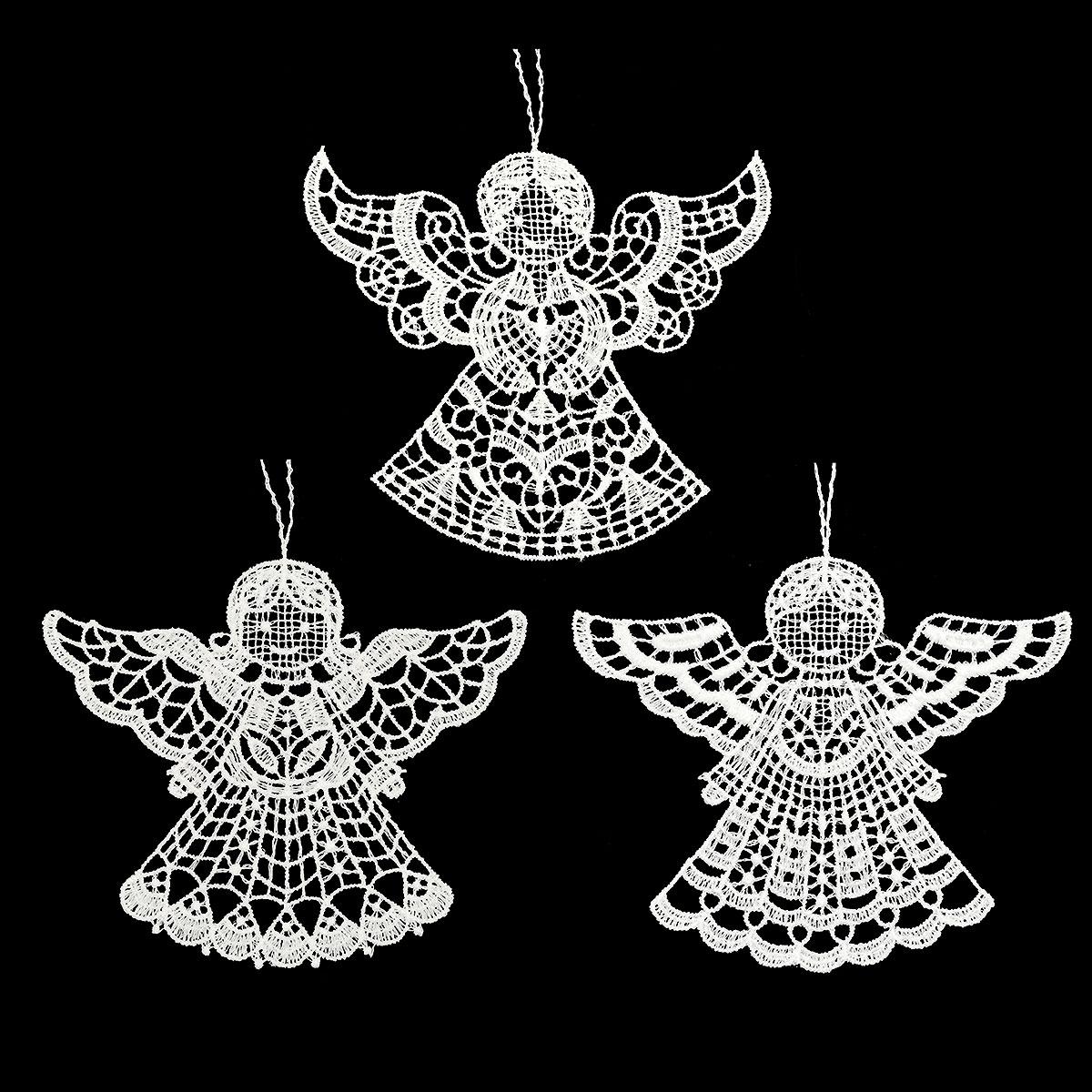Angel Lace Trio Ornament Set