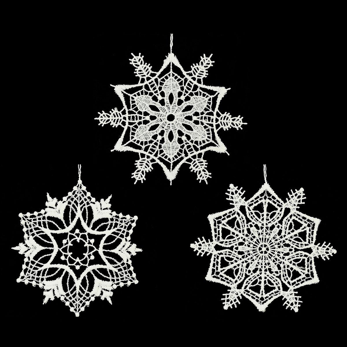 Snow Star Lace Ornament Trio