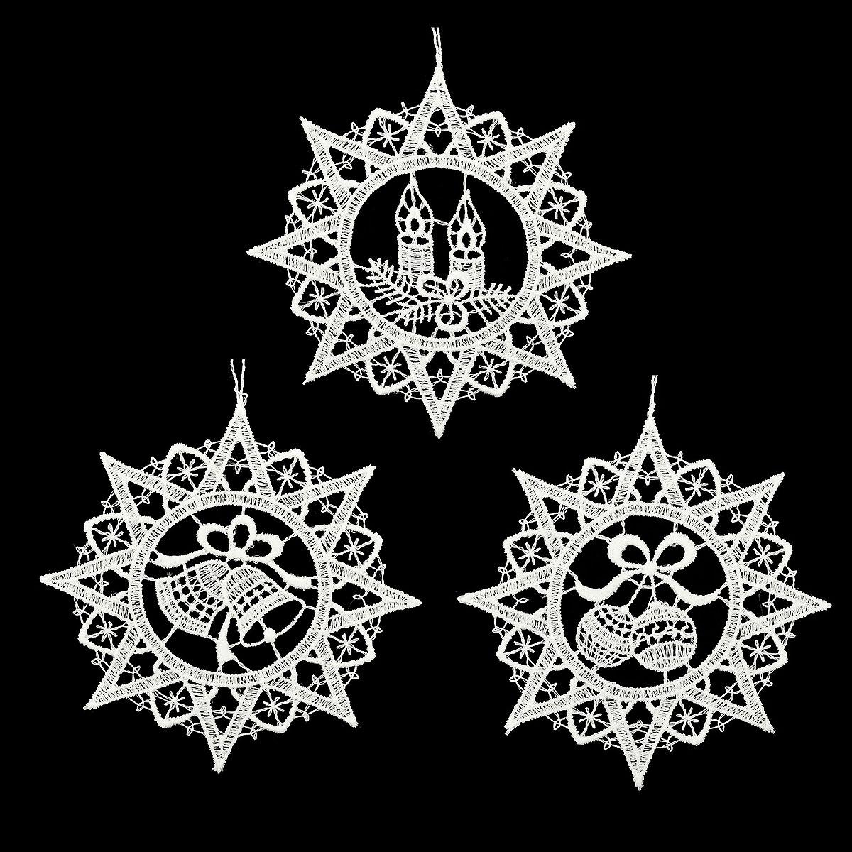 Christmas Stars Lace Ornament Trio