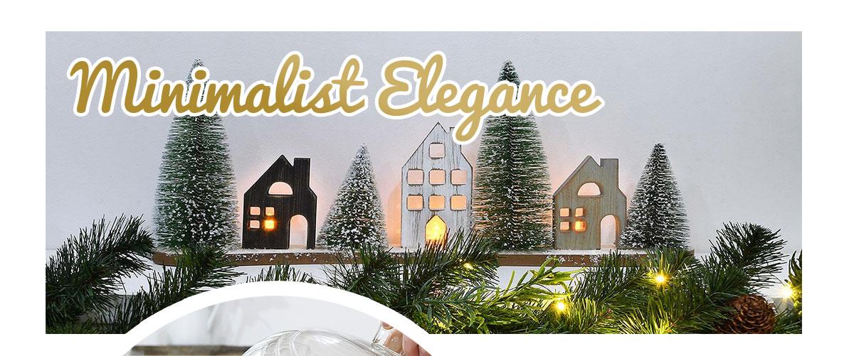 Wood Cutout House and Sisal Tree Table Sign on a Christmas fireplace mantel