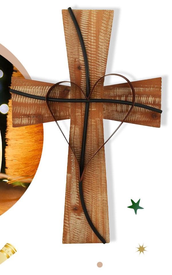 Wood And Metal Wall Décor Cross 19 Inch